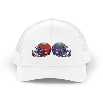 Sporty Snapback Trucker Cap with Football Helmets, Baseball Cap, Outdoor Activity Hat, Gift for Sports Fans, Team Spirit Wear - TRV