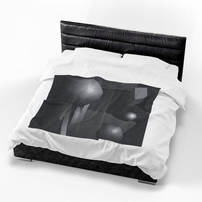 3D Geometric Spheres Velveteen Plush Blanket | Abstract Cube & Sphere Design