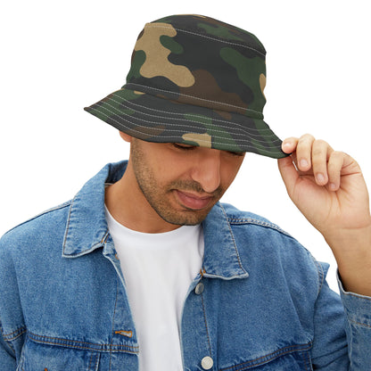 Camouflage Bucket Hat - Trendy AOP Headwear, Summer Fashion Accessory, Outdoor Adventure Cap, Unique Gift for Him/Her, Stylish Festival Hat - TRV