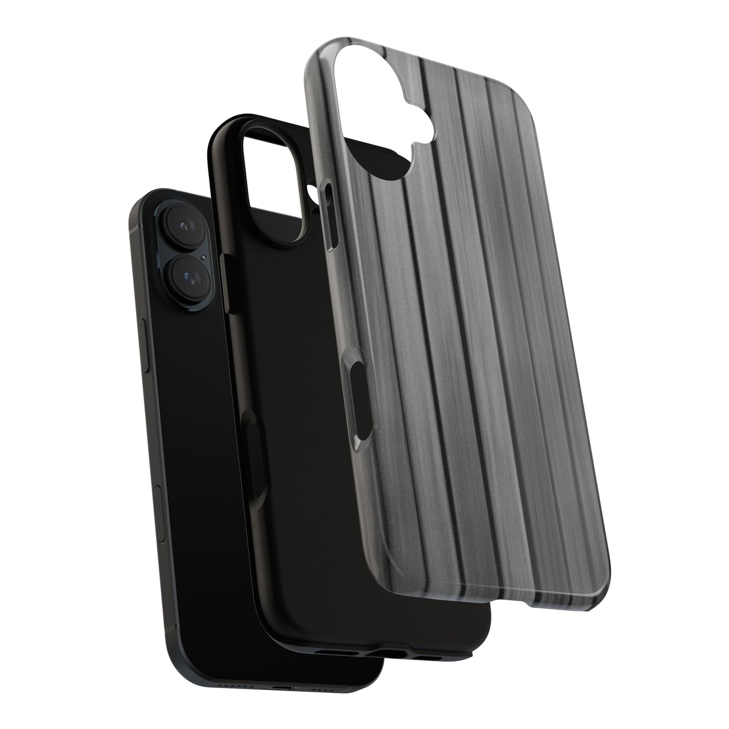 Ribbed metal texture iPhone phone case by Printify, tough protective cover with a sleek, durable design for iPhone models.