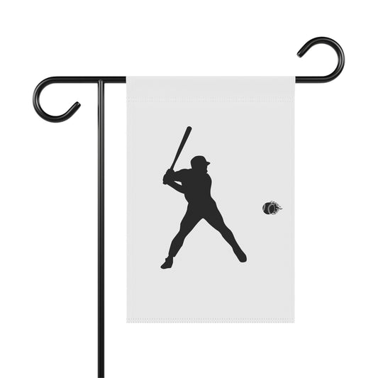 Baseball player garden flag with sports-themed design, ideal for outdoor display and fan decoration, by Printify.