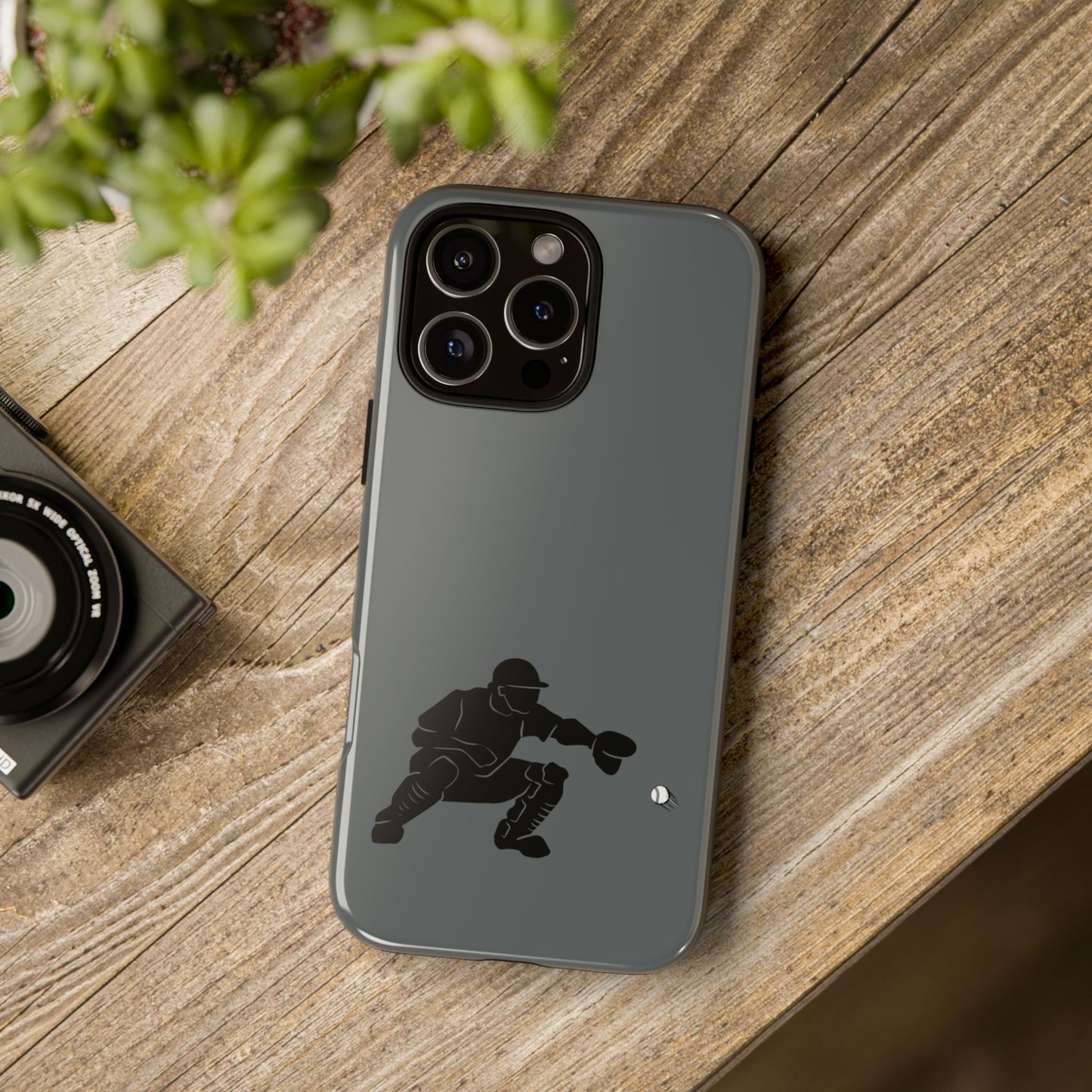 Printify baseball catcher phone case, tough protective cover with catcher design, fits smartphone for durable protection.