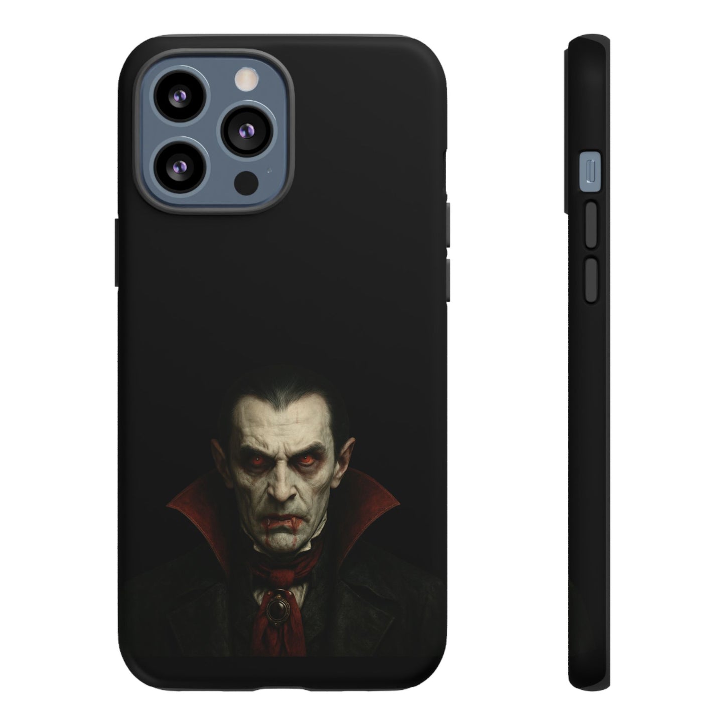 Gothic Dracula vampire portrait phone case for iPhone, featuring horror-themed artwork by Printify.