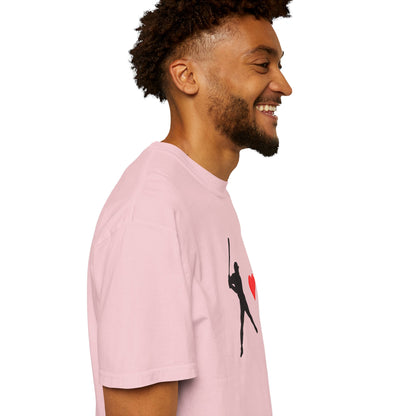 Printify baseball batter heart T-shirt featuring a graphic of a batter with a heart design on a casual cotton T-shirt.