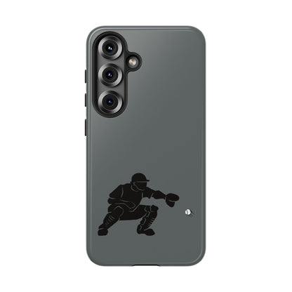 Printify baseball catcher phone case showing a durable, protective phone cover with a baseball catcher graphic on the back.