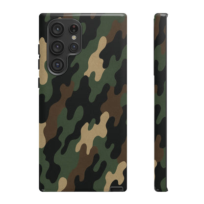 Camouflage tough phone case by Printify with rugged camo design, provides durable protection for smartphones.