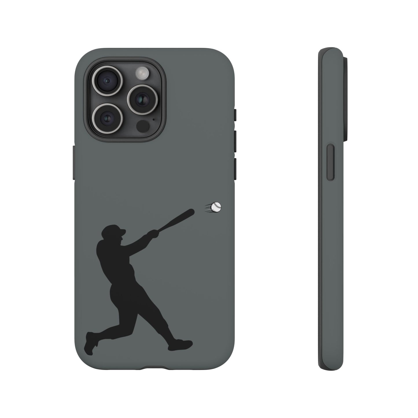 Printify baseball batter phone case, tough protective smartphone cover featuring a baseball player design for fans.