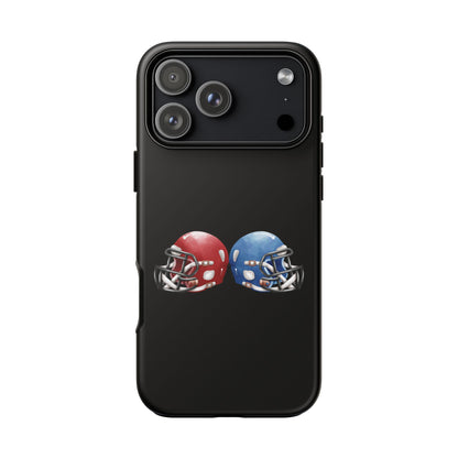 Red and blue football helmet tough phone case for iPhone, protective Printify cover with detailed helmet design.