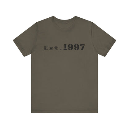 Vintage 1997 established T-shirt by Printify featuring a classic design and comfortable fit, perfect for casual wear.