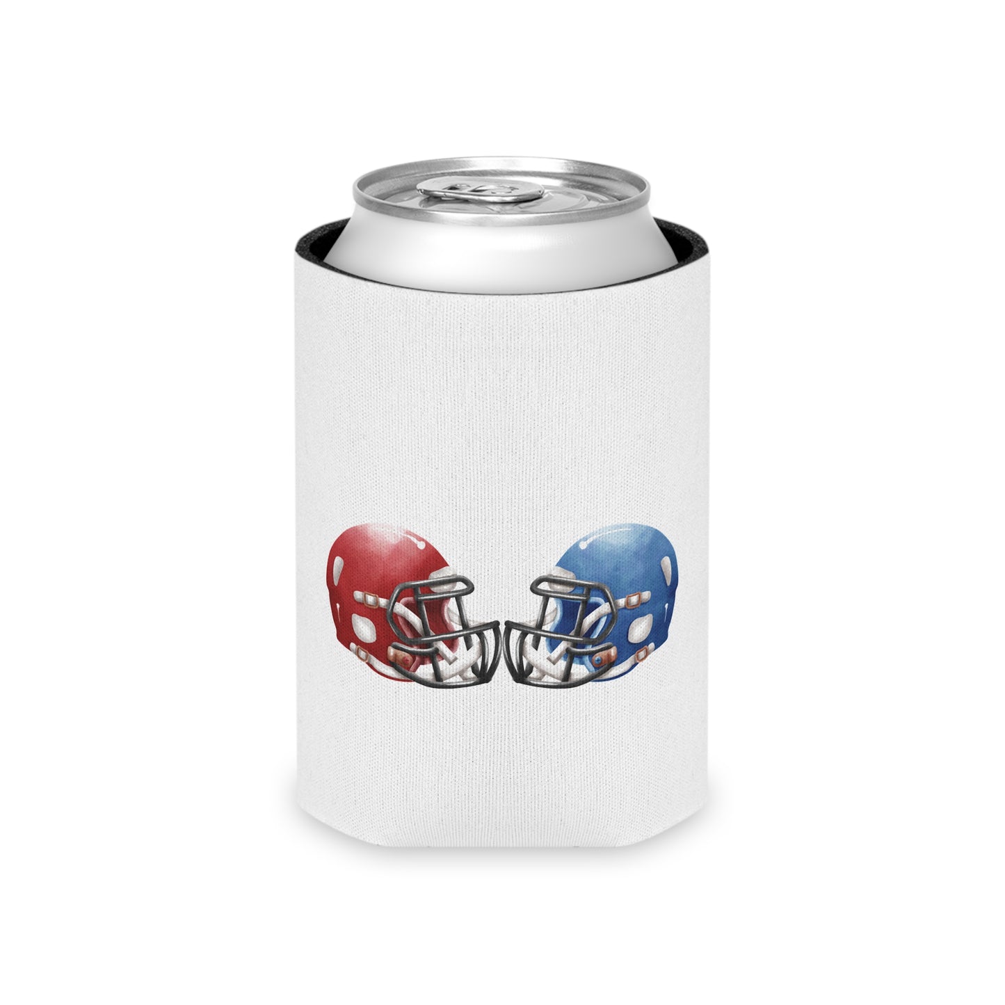Football Helmet Can Cooler - Red vs Blue Rivalry Koozie
