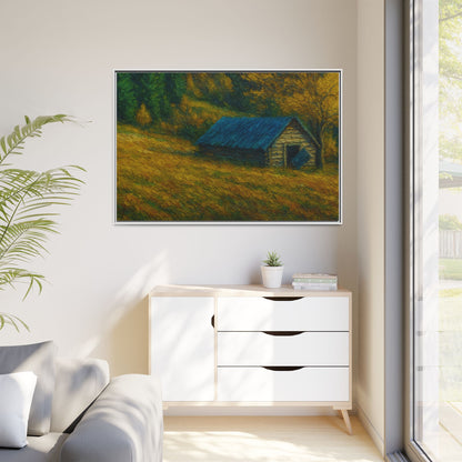 Framed Matte Canvas Print, Rustic Artwork, Farmhouse Decor, Nature Wall Art, Gift for Home, Autumn Decor, Landscape Painting