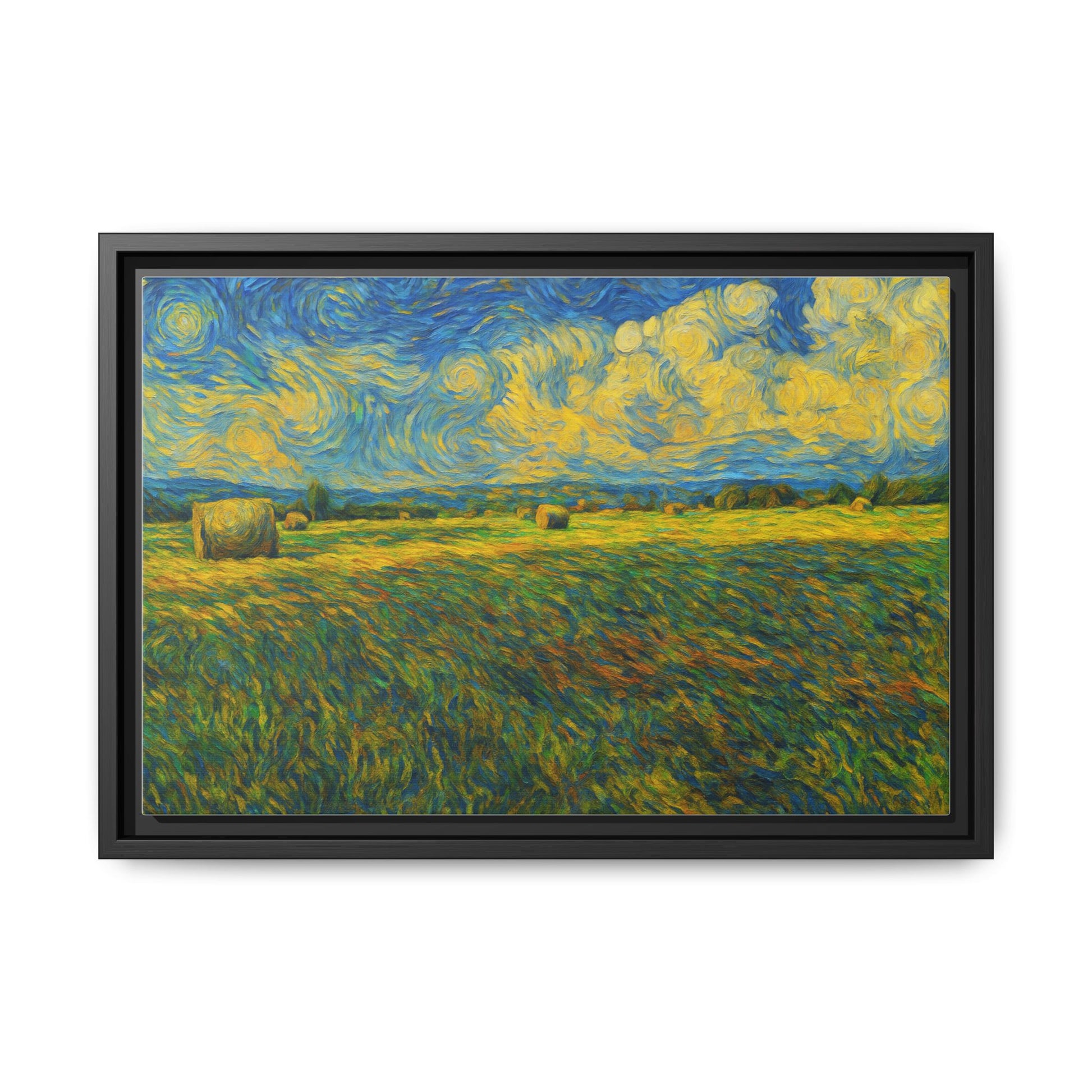 Framed landscape matte canvas print by Printify featuring vibrant multi-color scenery on high-quality canvas.