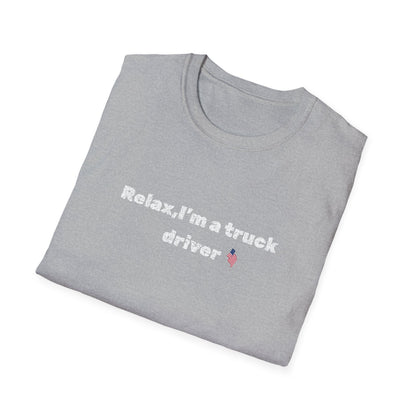 Funny pink heart truck driver T-shirt by Printify, featuring humorous slogan and casual fit for truck enthusiasts.