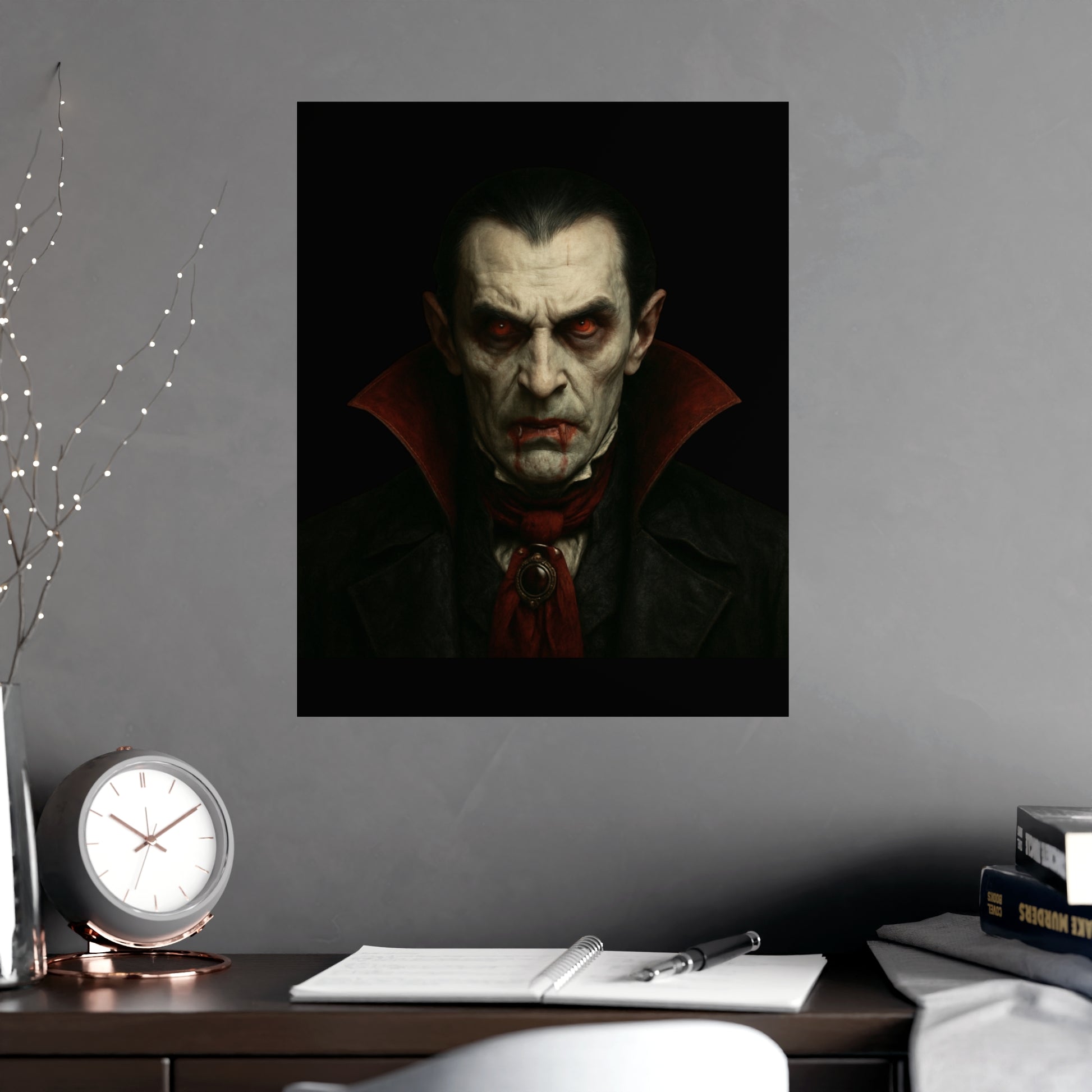 Gothic Vampire Art Poster, Spooky Wall Decor, Horror Room Accent, Perfect for Halloween, Gothic Decor, Home Office Artwork - TRV