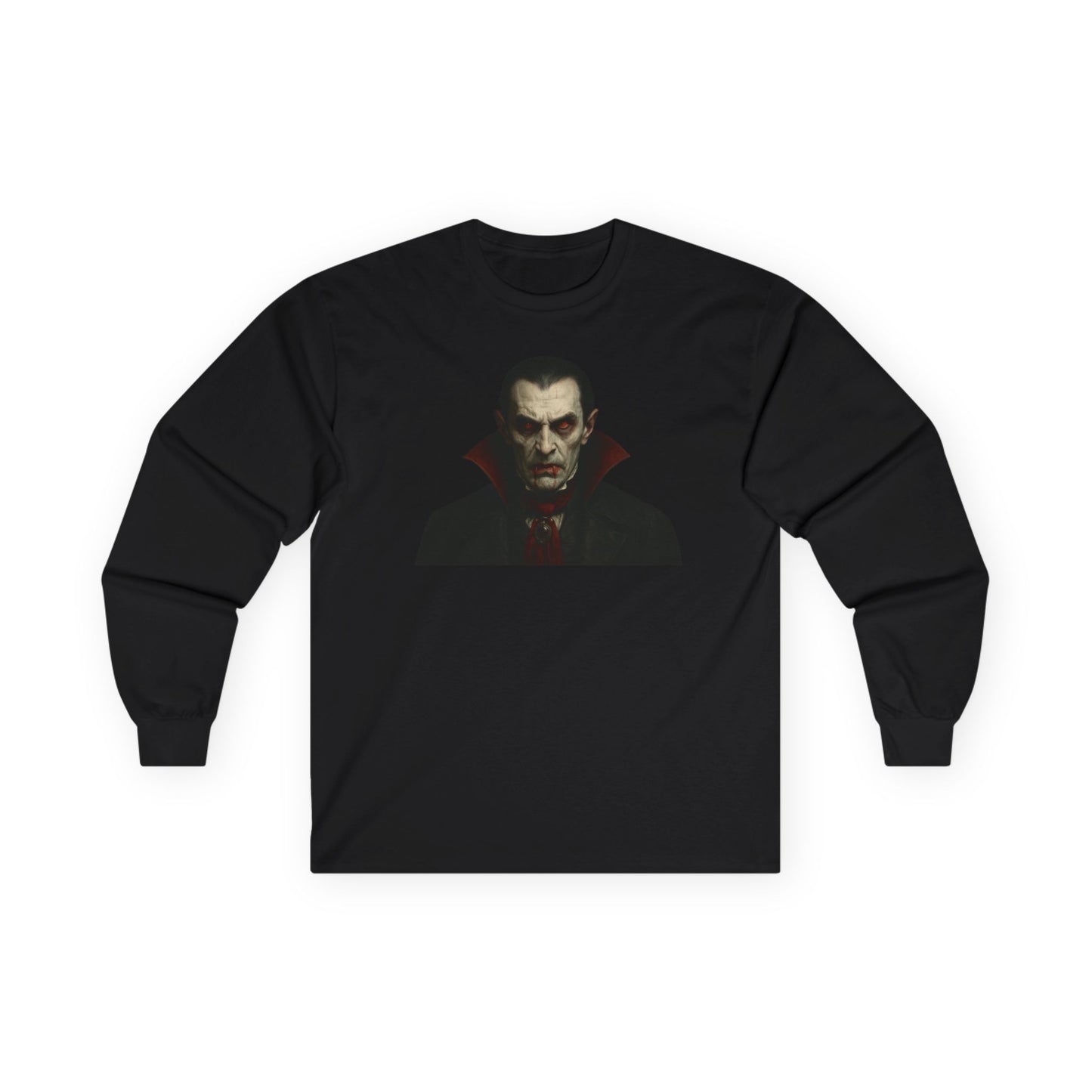 Vampire Portrait Long Sleeve Tee – Gothic Dracula Graphic Shirt