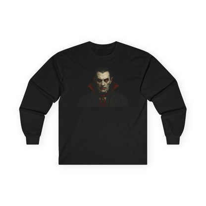 Vampire Portrait Long Sleeve Tee – Gothic Dracula Graphic Shirt