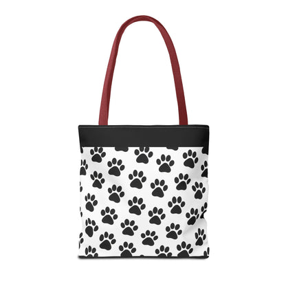 Eco-friendly paw print tote bag by Printify featuring a large paw print design, perfect for dog and cat lovers.