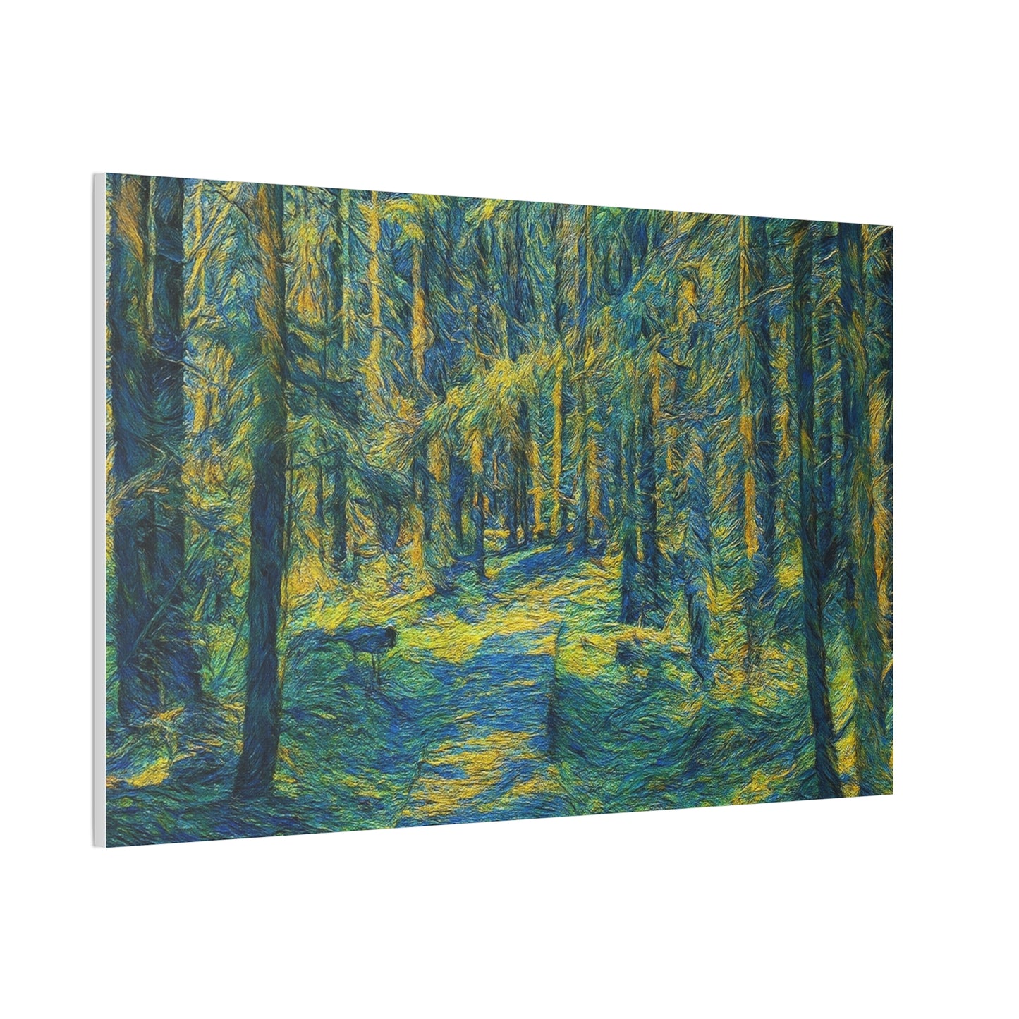 Sunlit Forest Path Canvas — Impressionist Woodland Wall Art