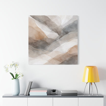 Neutral Abstract Watercolor Waves Canvas