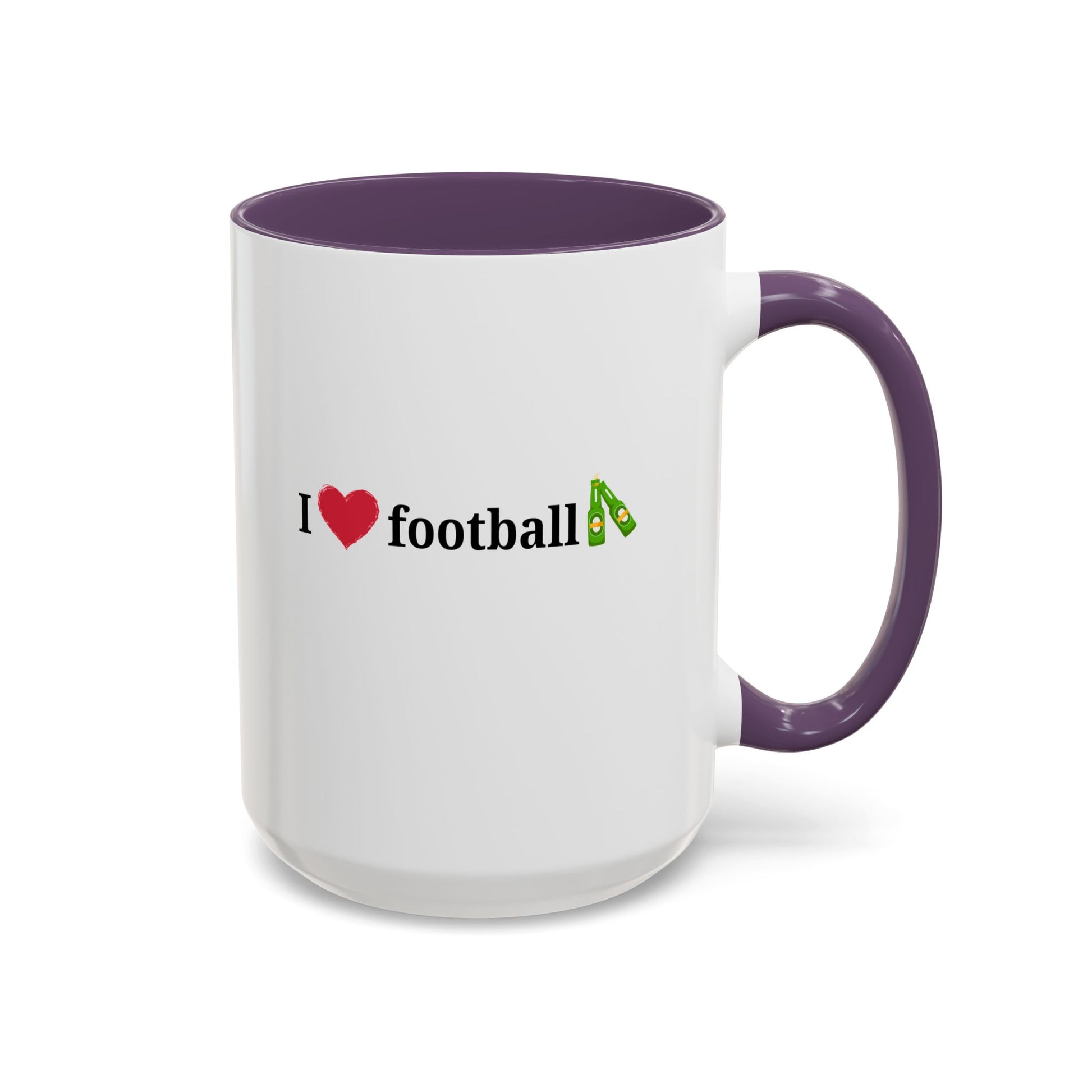 I Love Football Accent Coffee Mug, Perfect Gift for Sports Lovers, Football Enthusiasts, Unique Mug for Game Days, Home or Office Decor - TRV