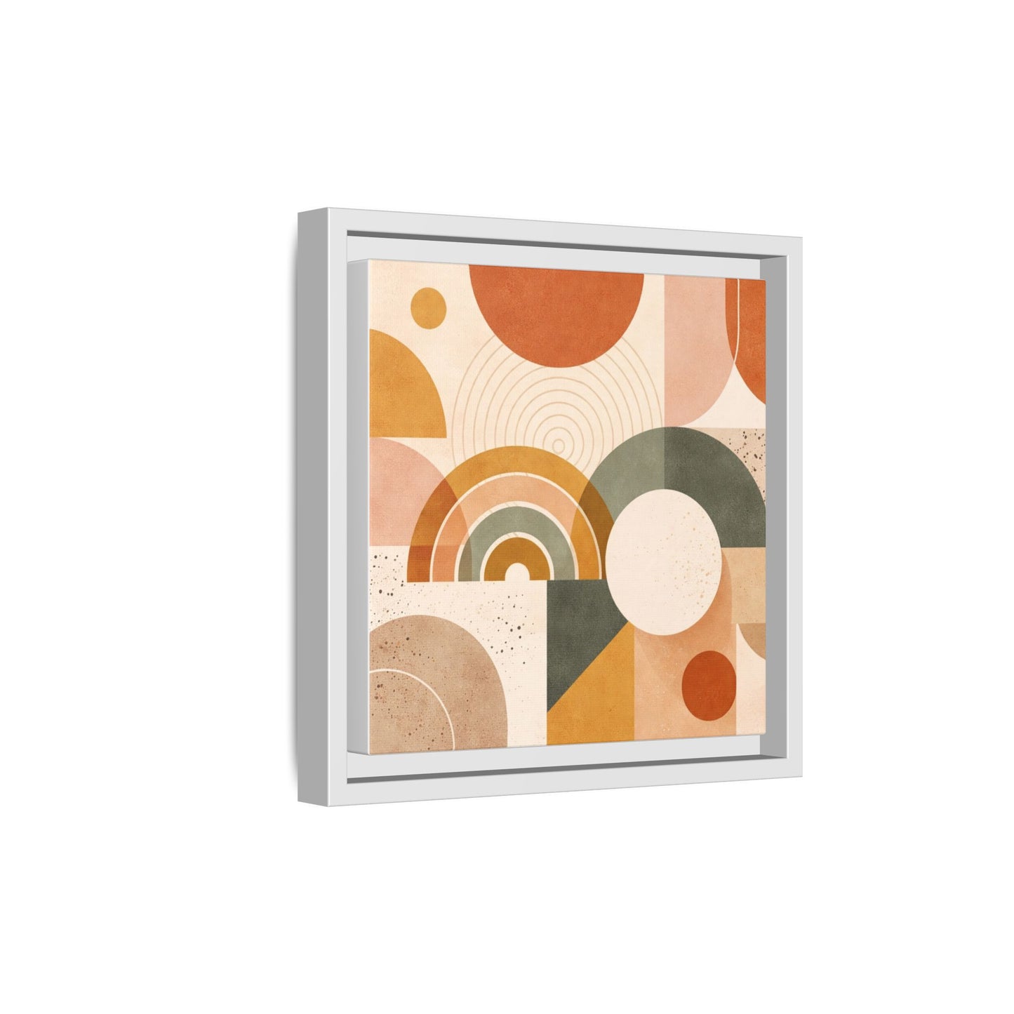 Abstract Terracotta Geometric Rainbow Matte Canvas Framed