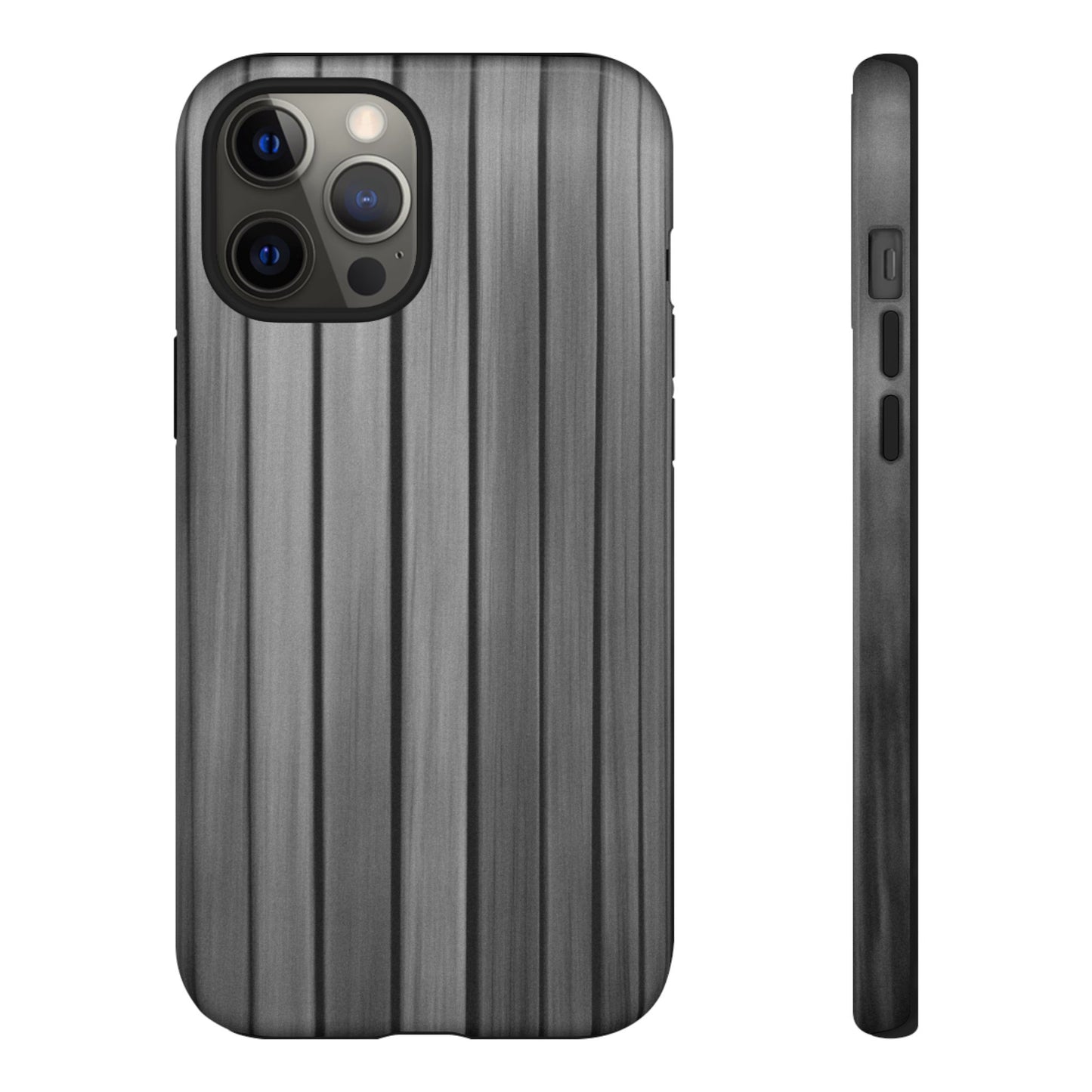 Ribbed metal texture phone case for iPhone, tough protective cover with modern design, by Printify.