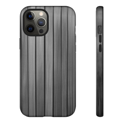 Ribbed metal texture phone case for iPhone, tough protective cover with modern design, by Printify.