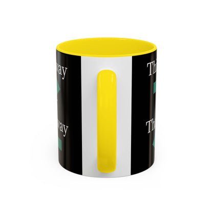 Ceramic coffee mug with "This Way or That Way" arrow design, available in 11oz or 15oz sizes, by Printify.