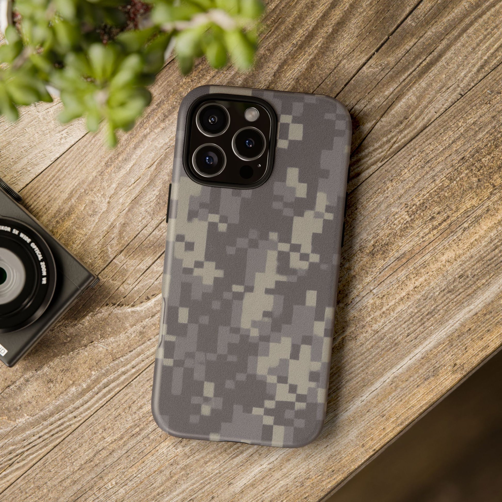 Rugged digital camo phone case by Printify, protective cover with tough camouflage design for smartphones.