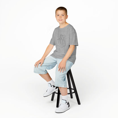 Cute Kids Heavy Cotton Tee - K-Pop Inspired Love Gesture