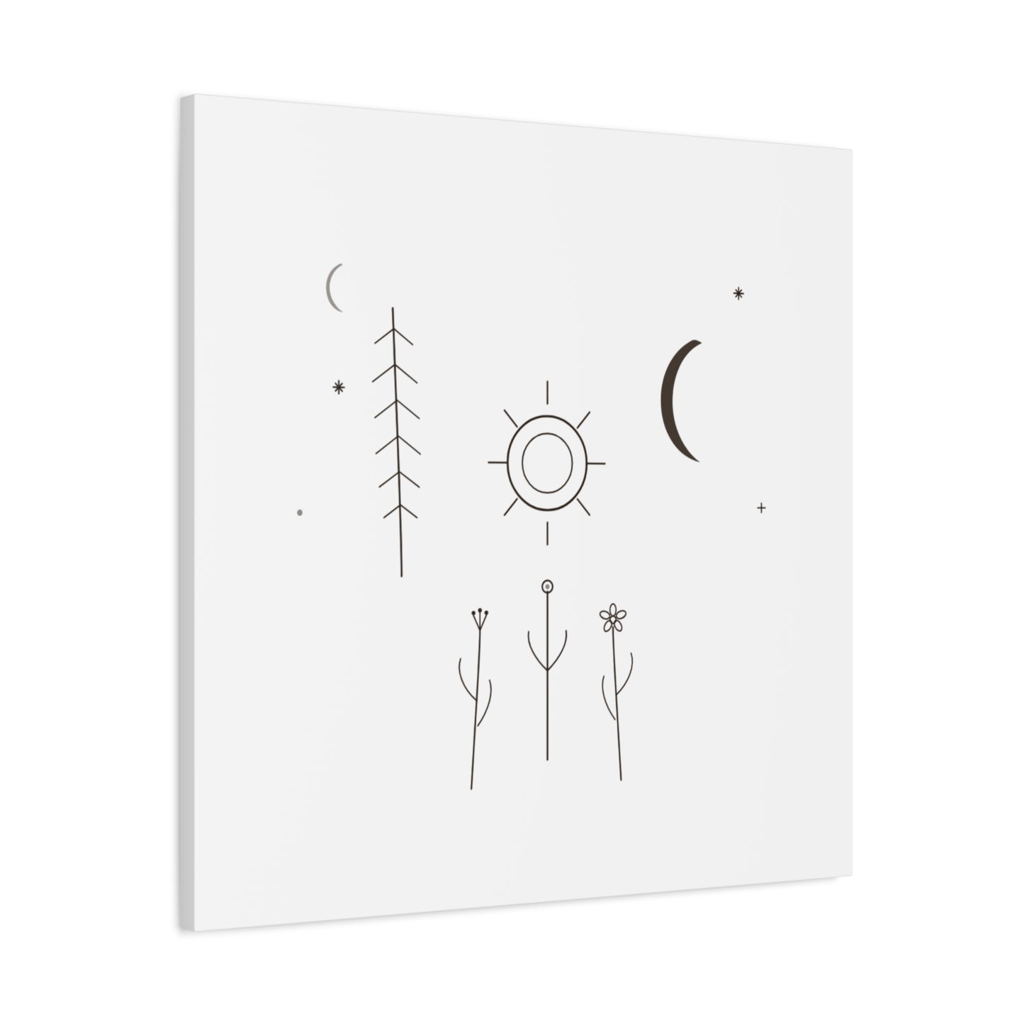 Minimal Sun Moon Botanical Canvas | Stretched Matte Wall Art