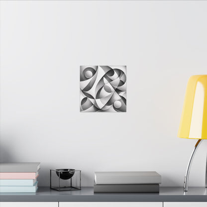 Monochrome Abstract Geometric Art Matte Canvas