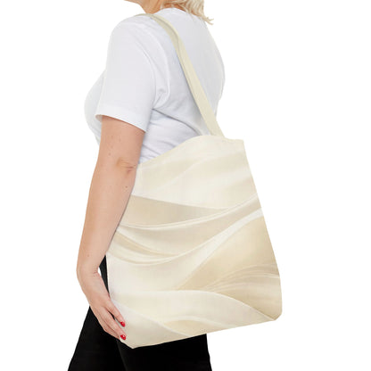 Cream Abstract Waves Tote Bag | Neutral Swirl Pattern