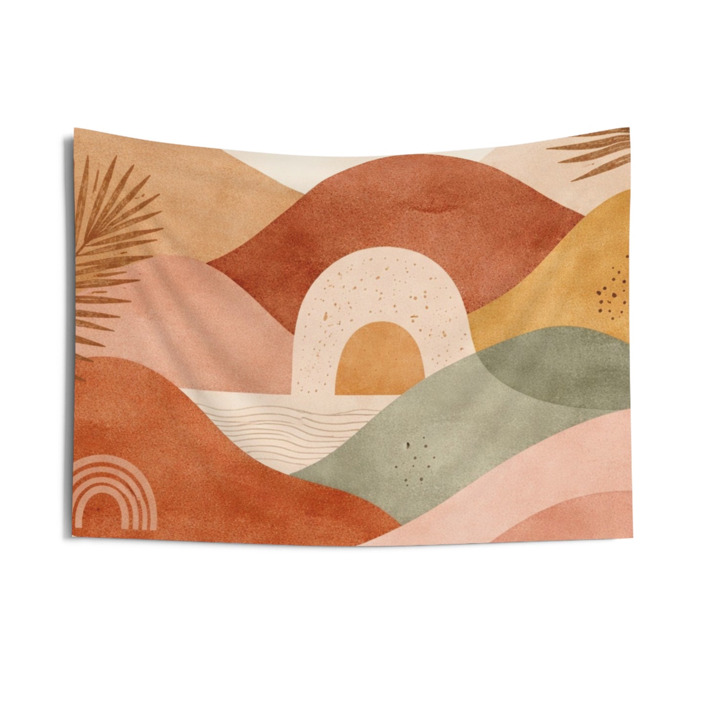 Boho Sunset Wall Tapestry — Abstract Earth-Tone Landscape Décor