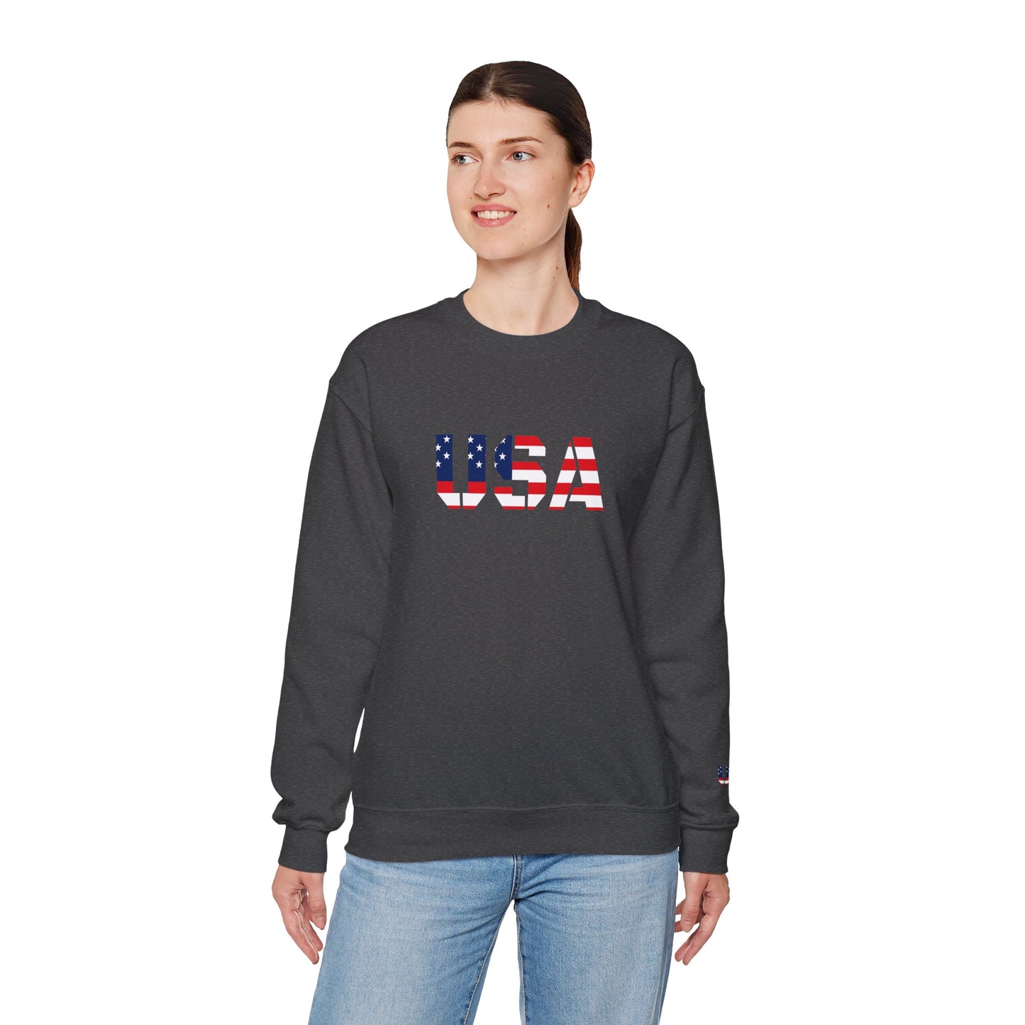 USA Flag Unisex Crewneck Sweatshirt, Cozy Apparel, Casual Wear, Independence Day Gift, Americana Style