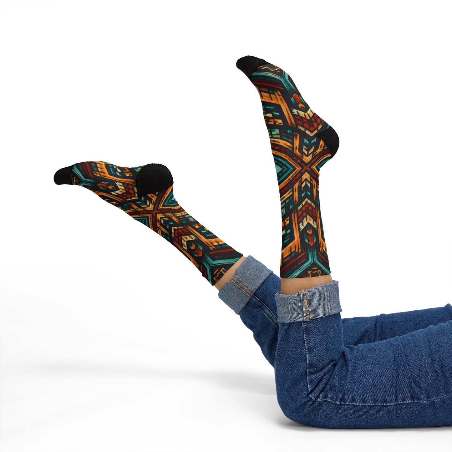 Southwestern Aztec Pattern Socks | Geometric Tribal Print