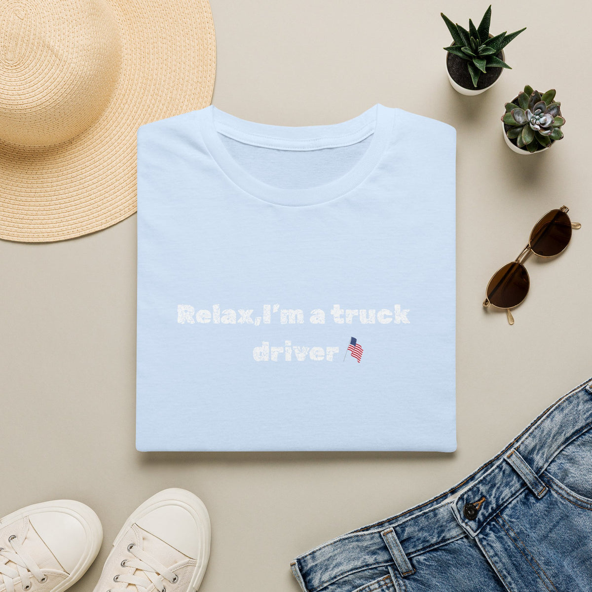 Pink heart and humorous text on black truck driver T-shirt by Printify, casual men's or women's graphic tee.