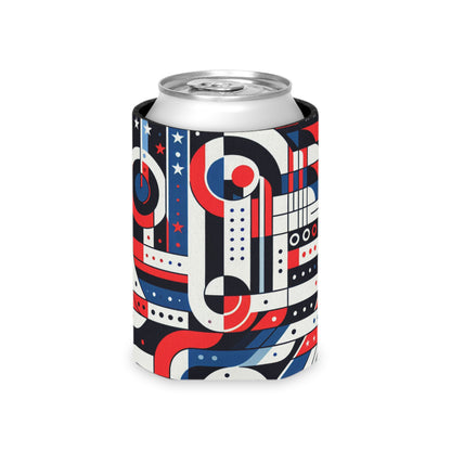 Modern Abstract American Flag Can Cooler