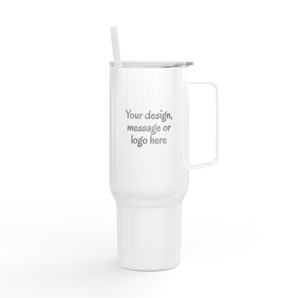 Custom engraved 40oz insulated tumbler with handle, lid and straw - view 9