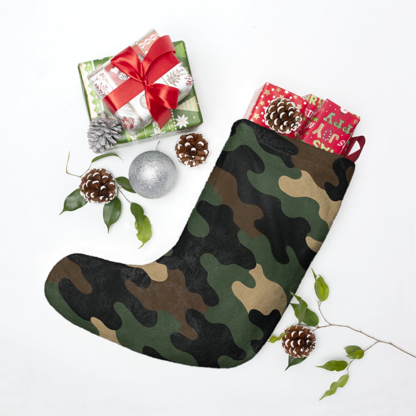 Camo Christmas Stocking – Green Woodland Holiday Stocking