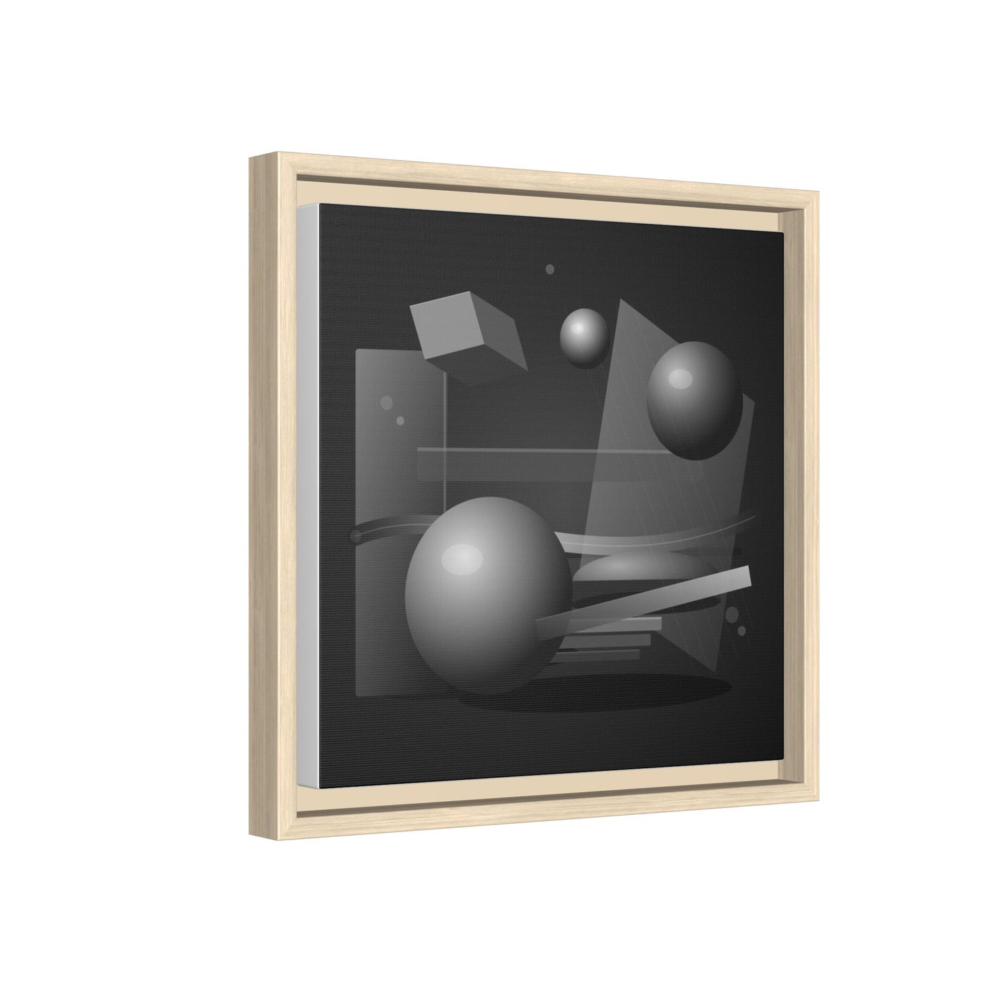 Monochrome Geometric Spheres Canvas Framed Wall Art | Matte Print