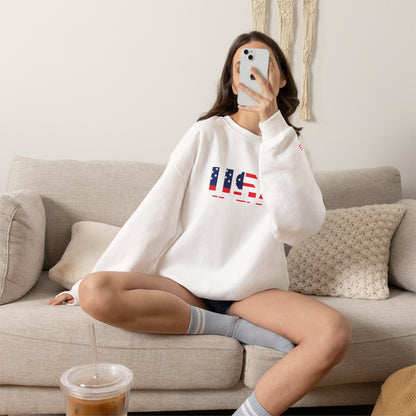 USA Flag Unisex Crewneck Sweatshirt, Cozy Apparel, Casual Wear, Independence Day Gift, Americana Style