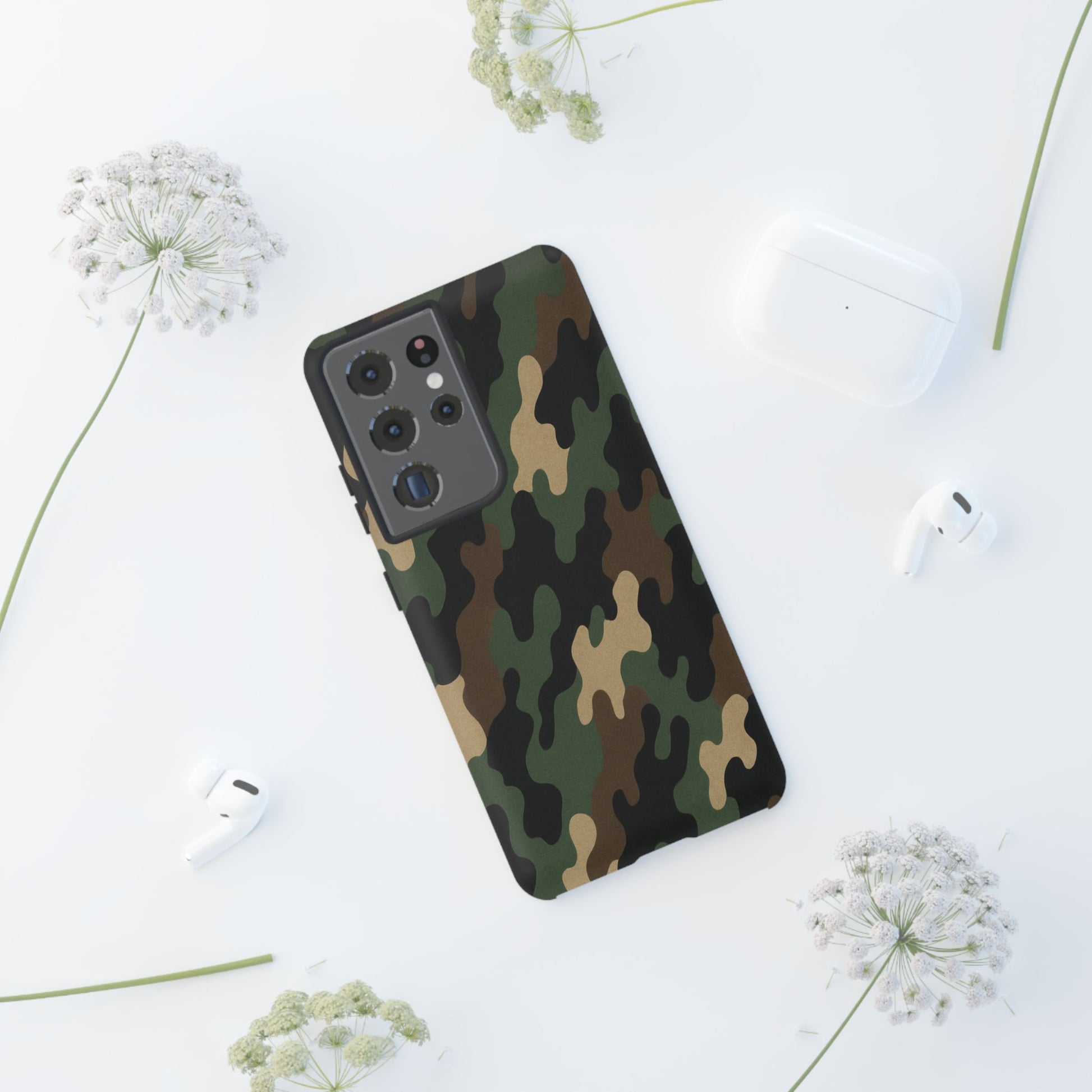 Camouflage tough phone case by Printify with rugged camo design, protective cover for smartphones, durable and stylish.