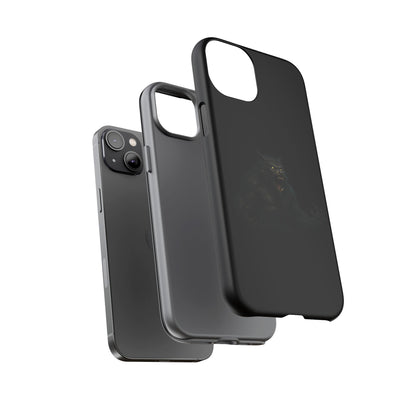 Werewolf phone case with dark monster graphic, durable protective design for smartphones.