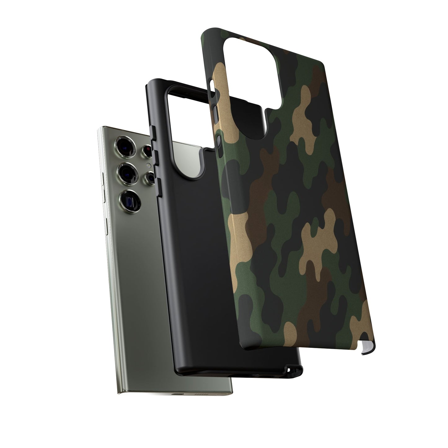 Camouflage tough phone case by Printify with rugged camo design and protective build for durable smartphone protection.