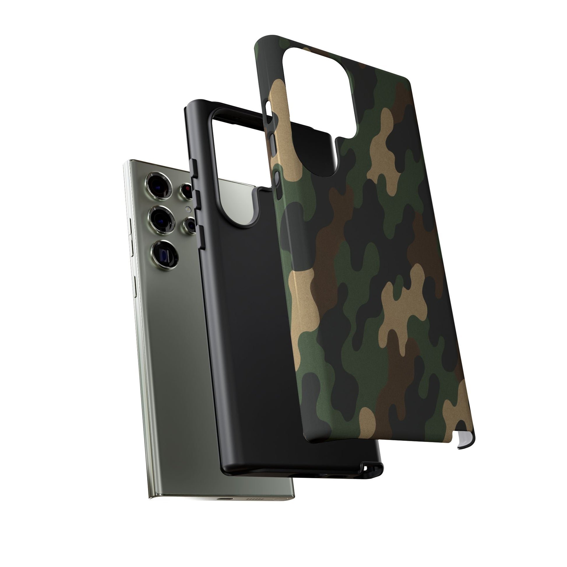 Camouflage tough phone case by Printify with rugged camo design and protective build for durable smartphone protection.