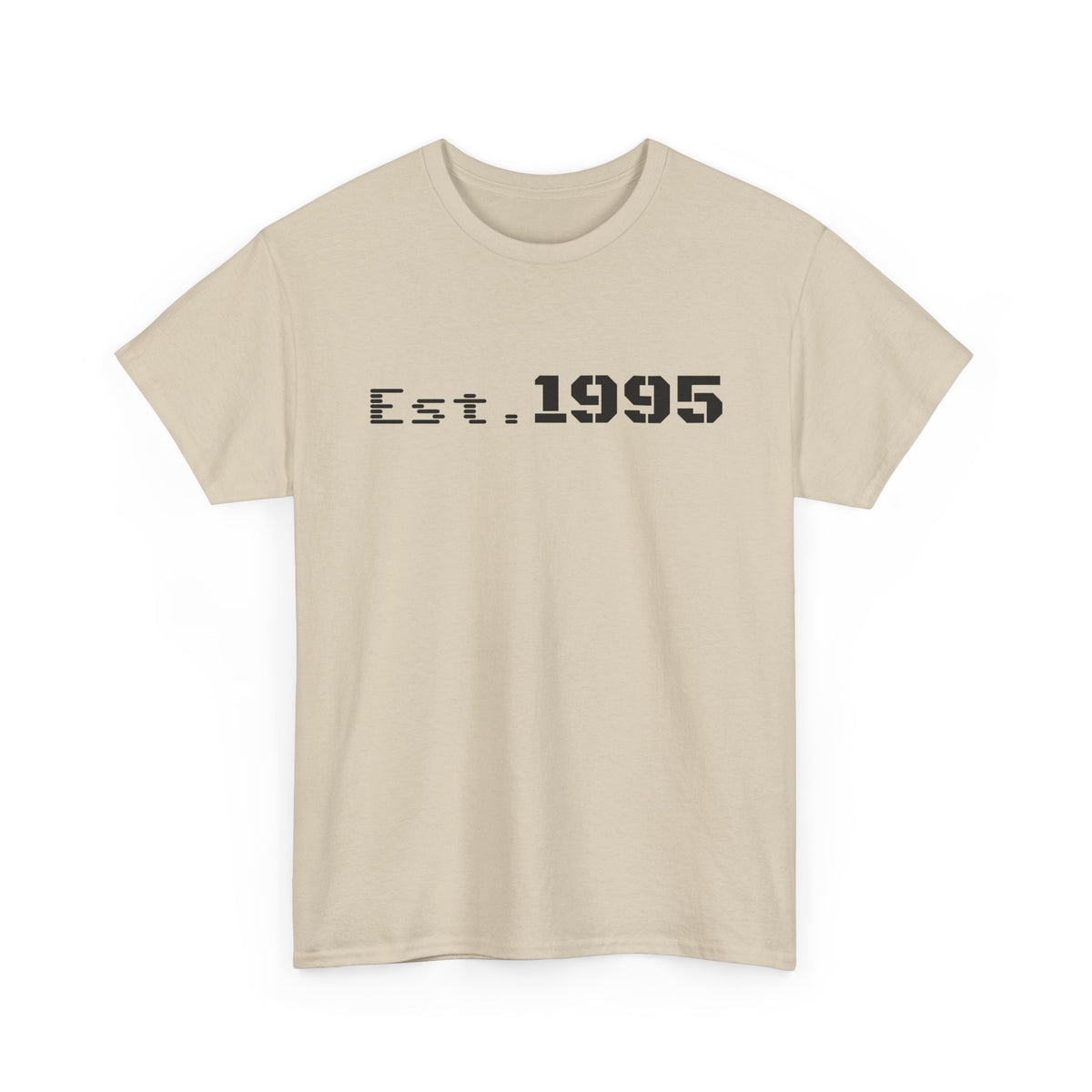 Vintage minimalist Est. 1995 T-shirt by Printify featuring a simple design celebrating the year 1995.