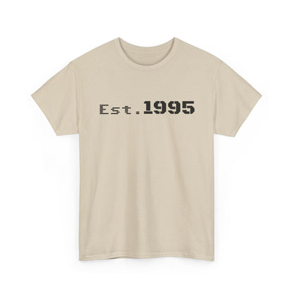 Vintage minimalist Est. 1995 T-shirt by Printify featuring a simple design celebrating the year 1995.