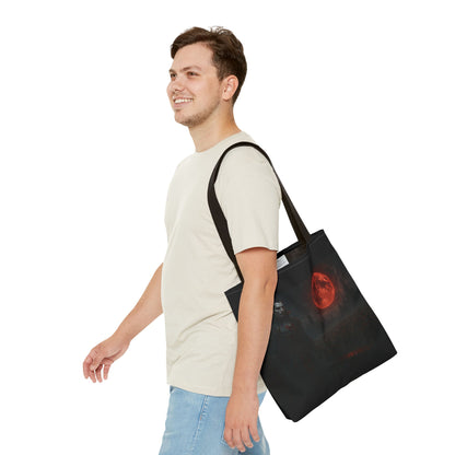 Gothic Dracula tote bag by Printify featuring moonlit vampire art, perfect for Halloween and gothic fashion accessories.