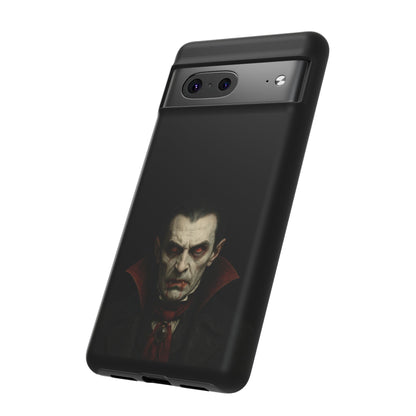 Gothic vampire portrait phone case for iPhone featuring Dracula horror design, by Printify.